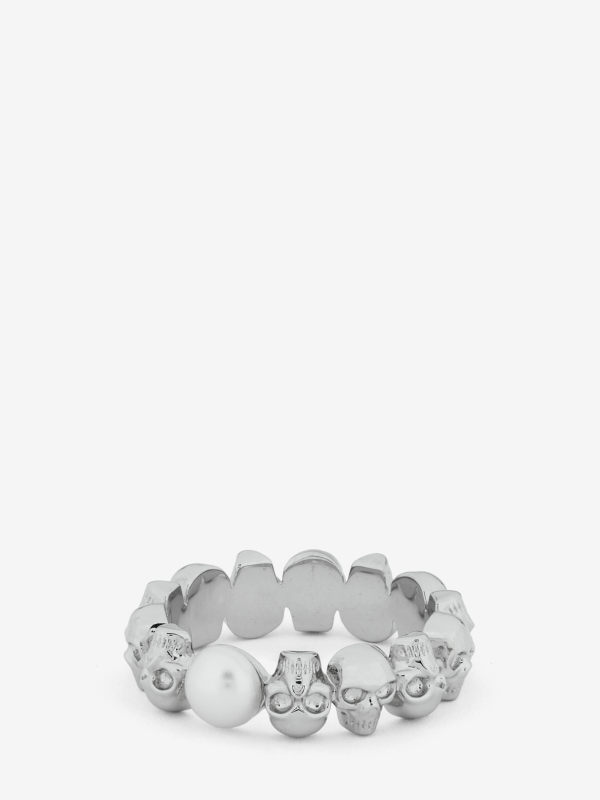 ALEXANDER MCQUEEN - Skull and Pearl Ring - Item 836794J16PB1906